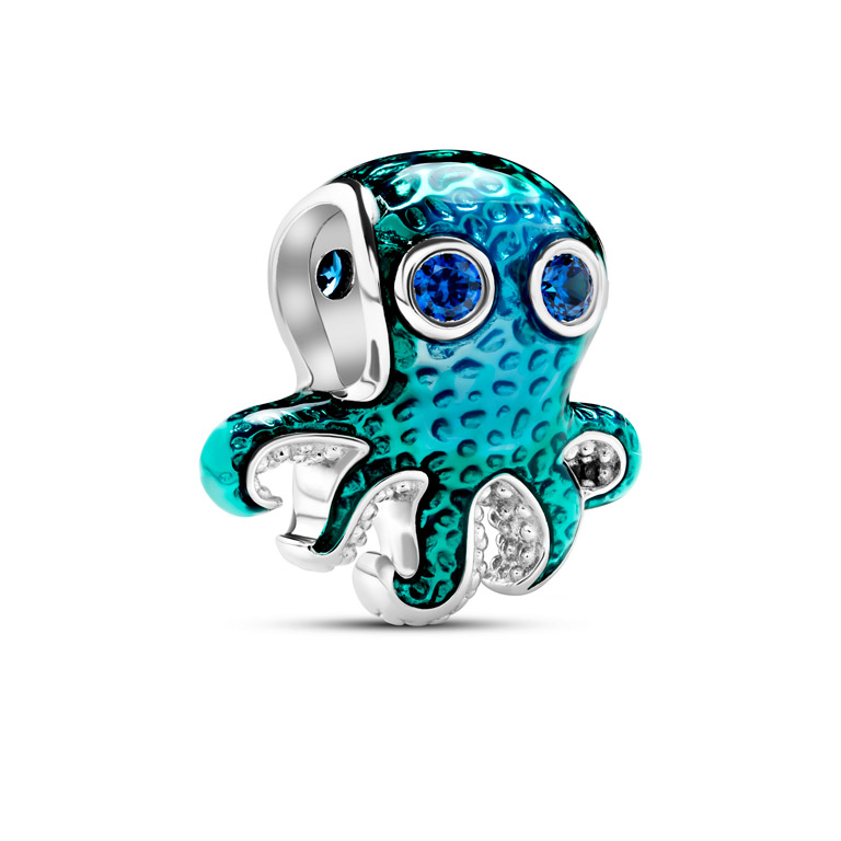 Sterling Silver Enamel Octopus Charm