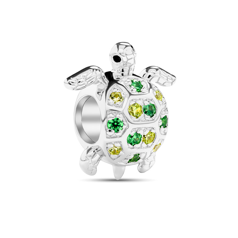 Sterling Silver Green Turtle Charm